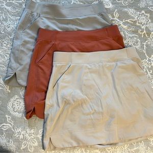 Super cute and comfy set of 3 32 Degrees Skorts- coral, light gray and beige